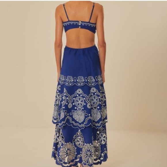 Farm Rio Blue Flowers Richelieu Maxidress - Picture 8 of 9